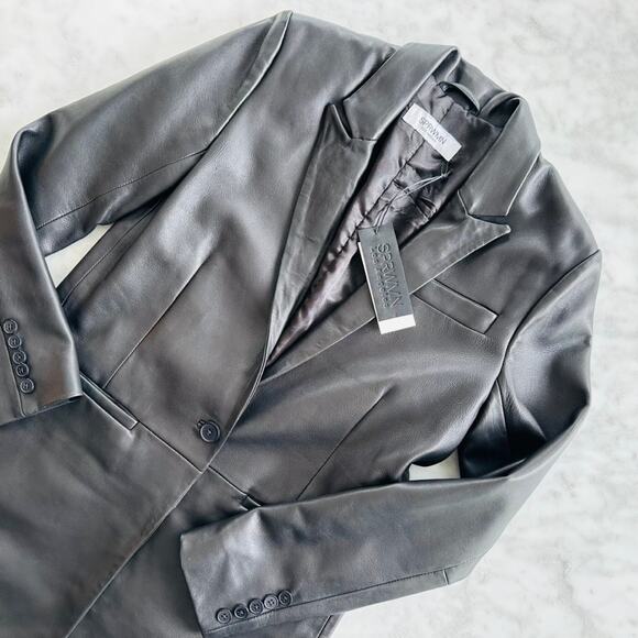 SPRWMN Leather Blazer Jacket Women's Black Size Small NEW $1600 #JACO28L - Picture 3 of 5